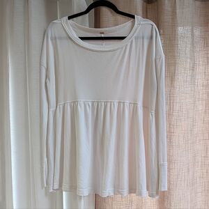 Free People White Long Sleeve Top